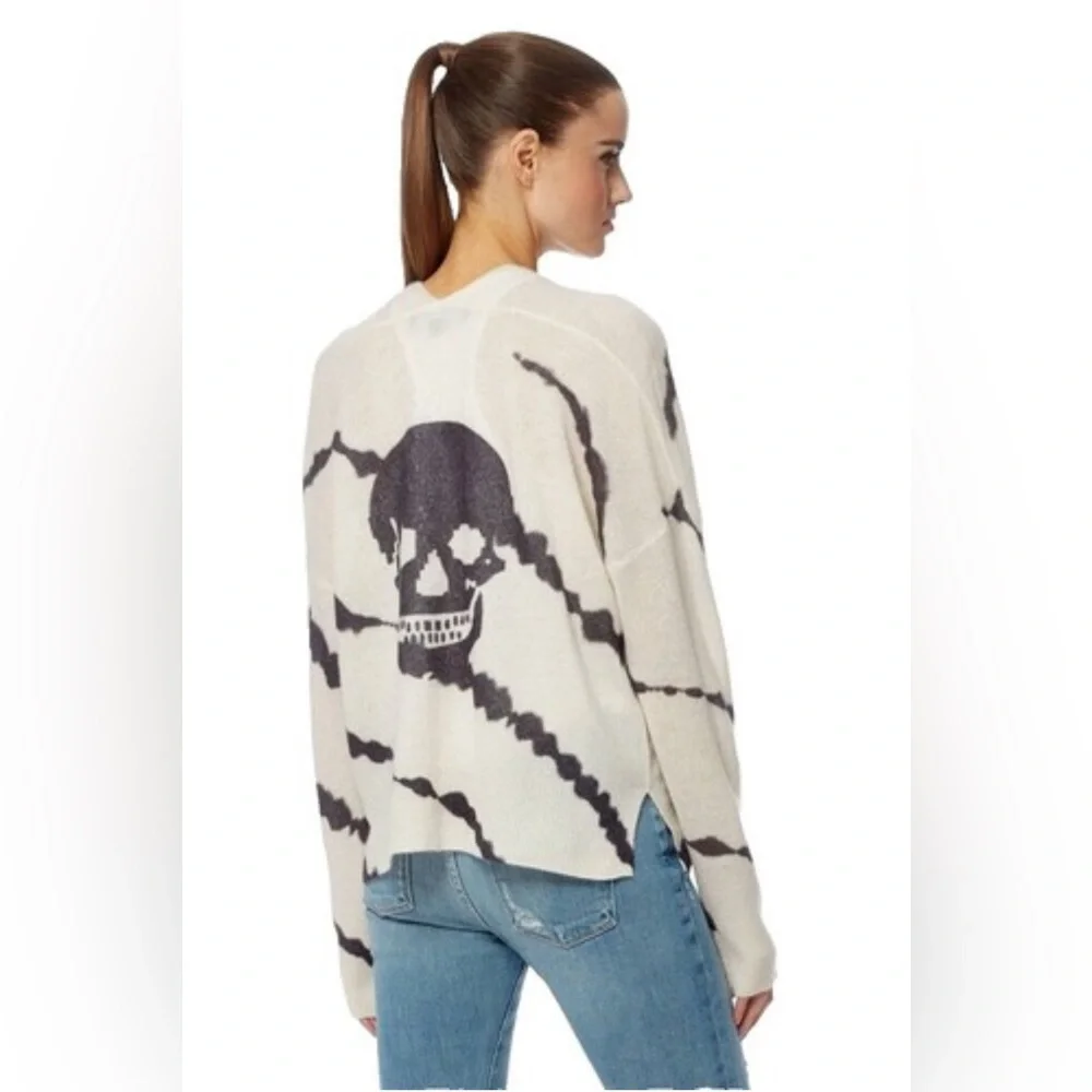 Skull Cashmere Cream Cardigan Sweater Medium